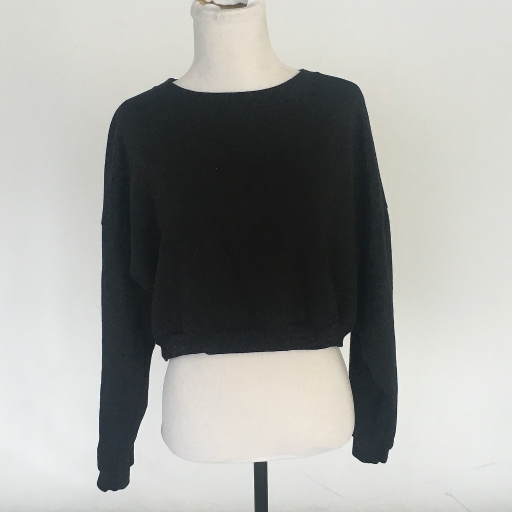 American Apparel Black Crop Sweatshirt